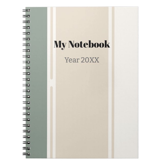 Pastel Stripes Sage Green & Beige Notebook (Front)