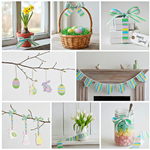 Pastel stripes satin ribbon