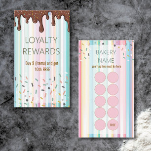 Pastel Stripes sprinkle Bakery Loyalty card