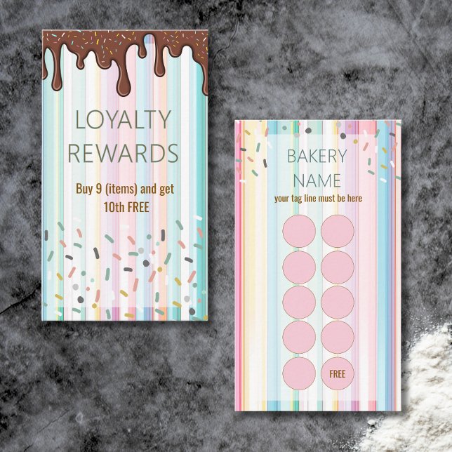 Pastel Stripes sprinkle Bakery Loyalty card (Creator Uploaded)