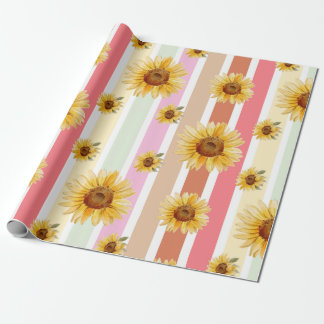 pastel stripes sunflower gift Wrapping Paper