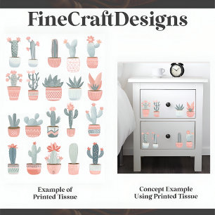 Pastel Succulent Cactus Collection D1 Decoupage Tissue Paper