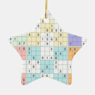 pastel sudoku ceramic ornament