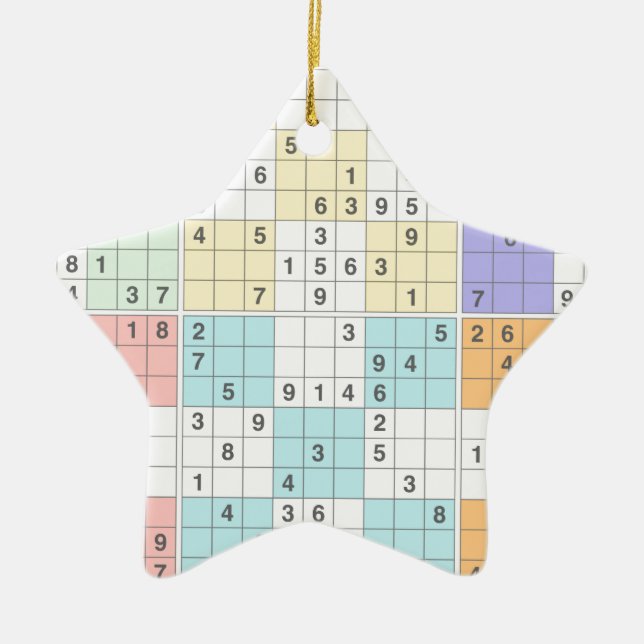 pastel sudoku ceramic ornament (Front)