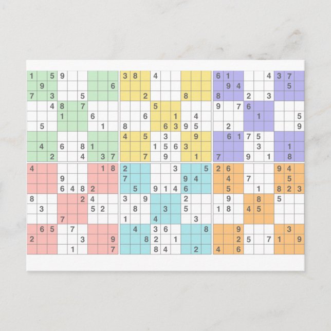 pastel sudoku postcard (Front)