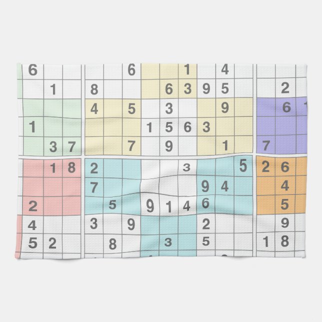 pastel sudoku tea towel (Horizontal)