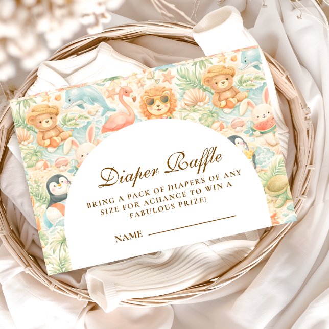 Pastel Summer Animals Diapper Raffle Enclosure Card (Creator Uploaded)