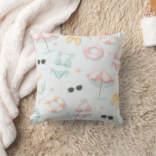 Pastel summer beach accessories pattern cushion