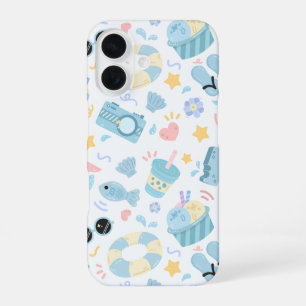 Pastel Summer Beach Pattern iPhone 16 Case