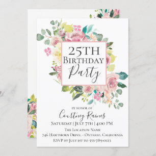 Pastel Summer Floral Birthday Party Invitation