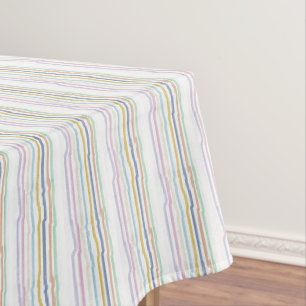 Pastel Summer Multicolored Striped Design Tablecloth