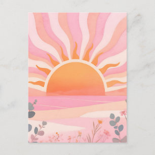 Pastel Sunrise Boho Meadow Postcard