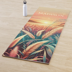Pastel Sunrise Landscape Grass Personalised Yoga Mat