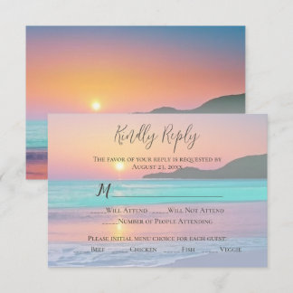 Pastel Sunset Destination Beach RSVP Card