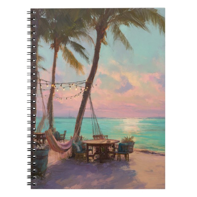Pastel Sunset Hammock Beach Café Art Notebook (Front)