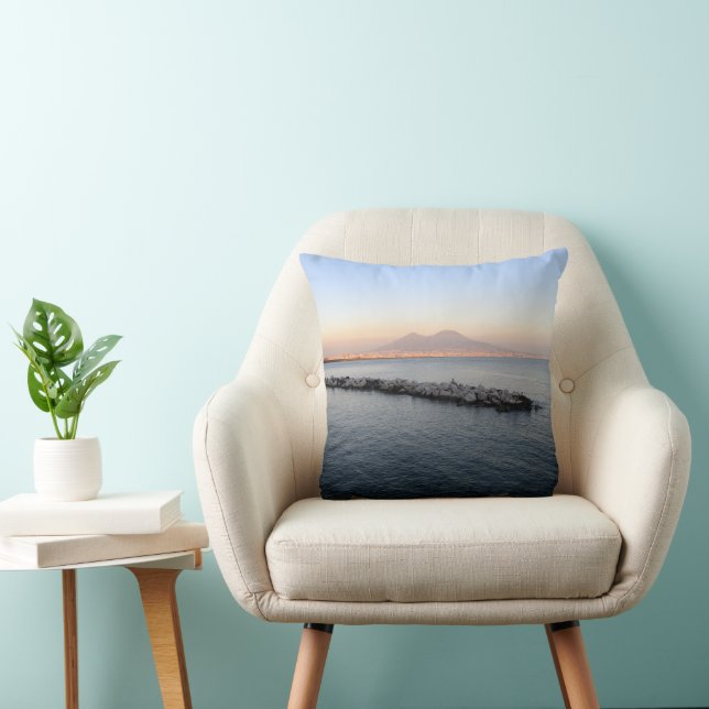 Pastel Sunset Naples Bay with Mount Vesuvius Cushion (Chair)