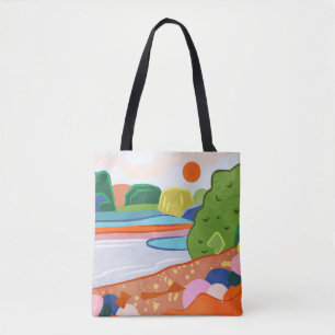 Pastel Sunset Over the Valley Tote Bag