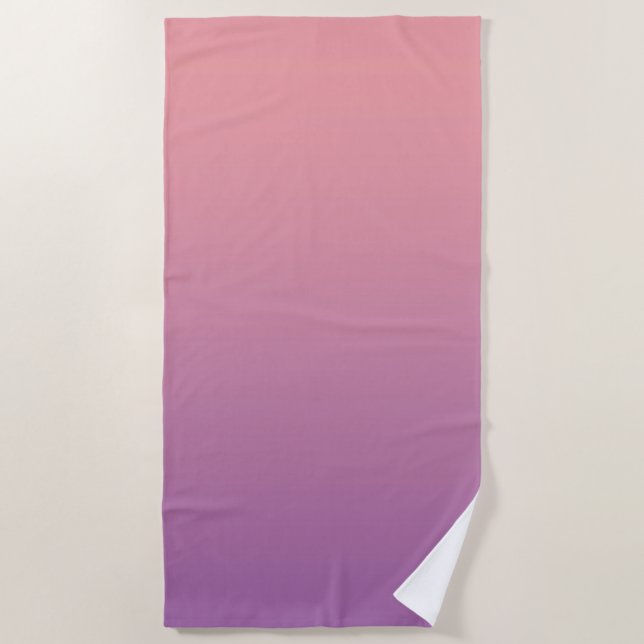 Pastel Sunset Pink Purple Ombre Gradient  Beach Towel (Front)
