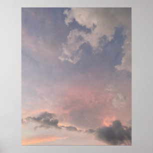 Pastel Sunset Sky Soft Pink Clouds Aesthetic Photo Poster