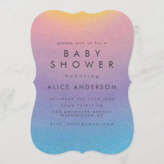 Pastel Sunset Watercolor Ombre Baby Shower Invitation