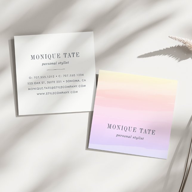 Pastel Sunset Watercolor Square Business Card (Creator Uploaded)