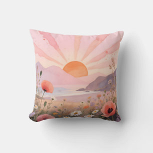 Pastel Sunset Wildflower Meadow Cushion