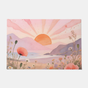 Pastel Sunset Wildflower Meadow Doormat