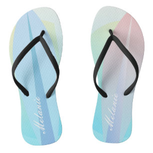 Pastel Surfboard Pink Blue Name Pattern Thongs