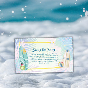 Pastel Surfboard Plam Beach Books Baby Shower Enclosure Card