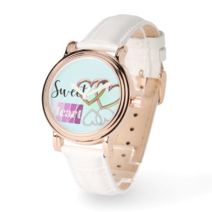 Pastel Sweet-Heart Bangle Bracelet Watch