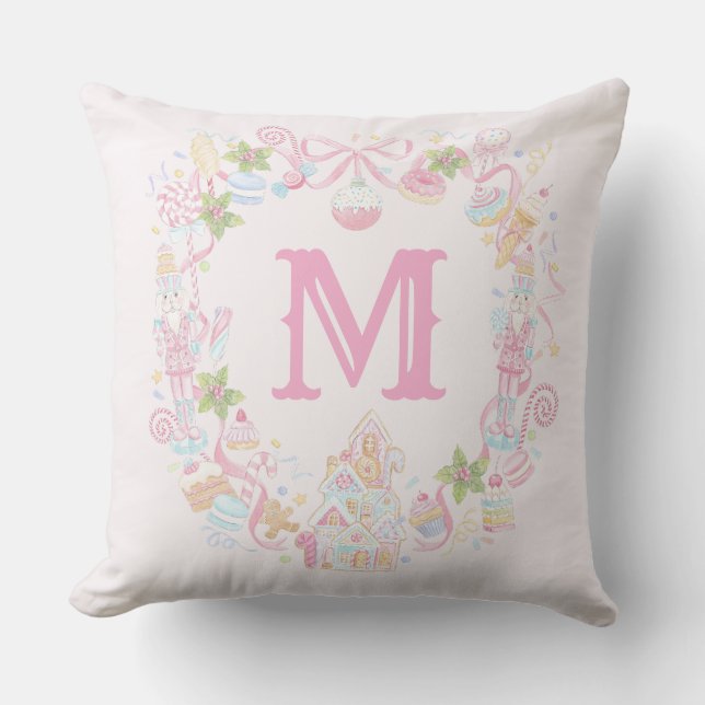 Pastel Sweet Holiday Treats Monogram Crest  Cushion (Front)