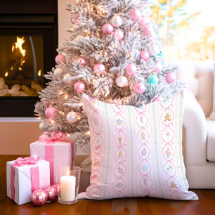 Pastel Sweet Holiday Treats Monogram Crest Cushion