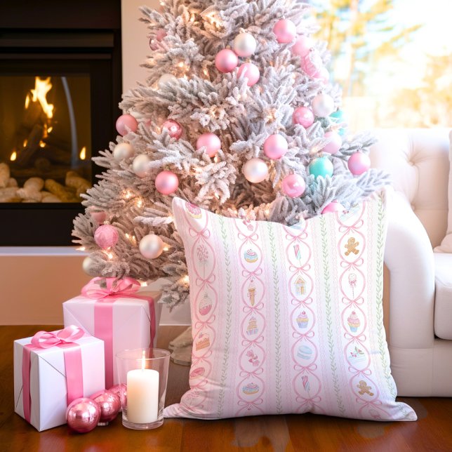 Pastel Sweet Holiday Treats Monogram Crest  Cushion (Creator Uploaded)