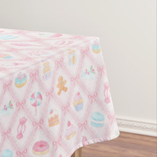 Pastel Sweet Holiday Treats with Bows Tablecloth