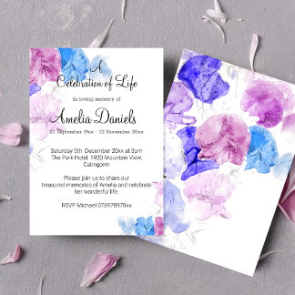 Pastel Sweet Pea Celebration Of Life Invitation