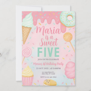 Pastel Sweets Candy Birthday Invitation