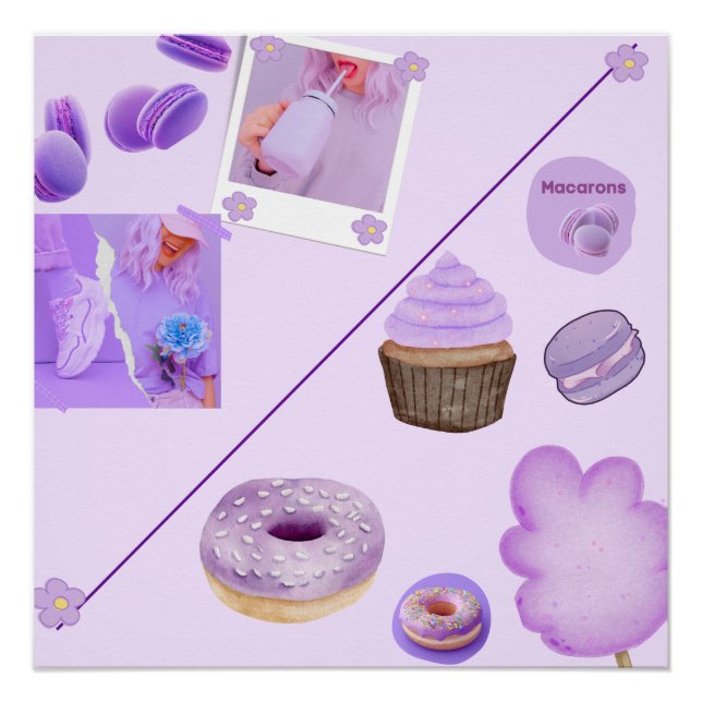 Pastel Sweets Collage Glossy Poster-wall art Poster (Front)