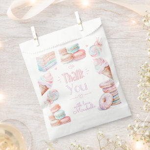 Pastel sweets macarons birthday thank you favour bag