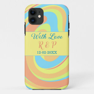 PASTEL SWIRL RETRO ADD NAME LETTER DATE MODERN BO iPhone 11 CASE