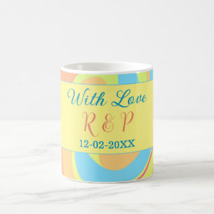 PASTEL SWIRL RETRO ADD NAME LETTER DATE MODERN BO COFFEE MUG