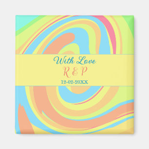 PASTEL SWIRL RETRO ADD NAME LETTER DATE MODERN BO MAGNET