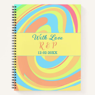 PASTEL SWIRL RETRO ADD NAME LETTER DATE MODERN BO NOTEBOOK