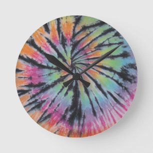 Pastel Swirl Spiral Tie Dye Round Clock