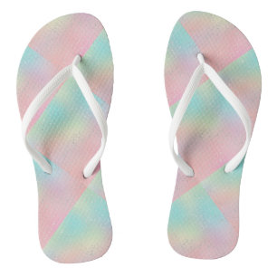 Pastel swirl tie dye cute pink teal yellow block  thongs