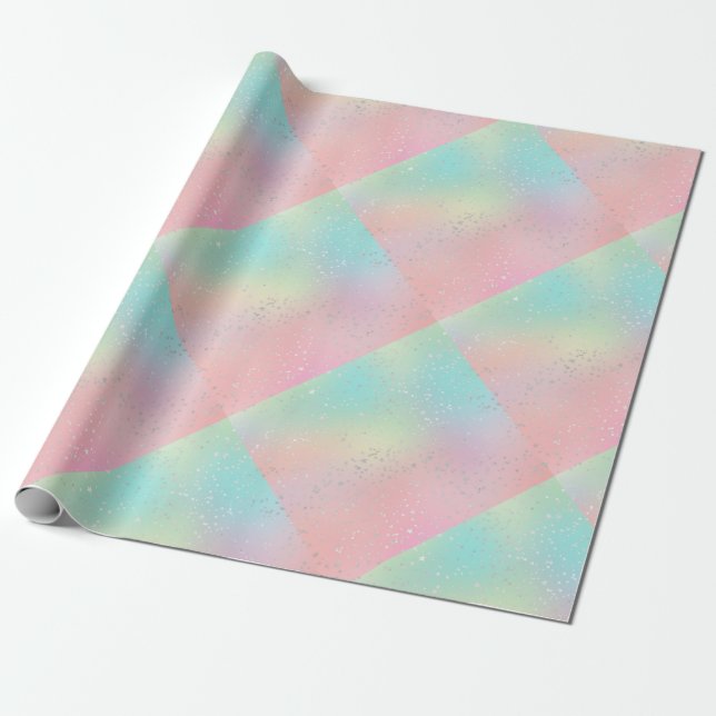 Pastel swirl tie dye cute pink teal yellow block  wrapping paper (Unrolled)