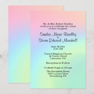 Pastel Swirl Wedding Invitation with Reception