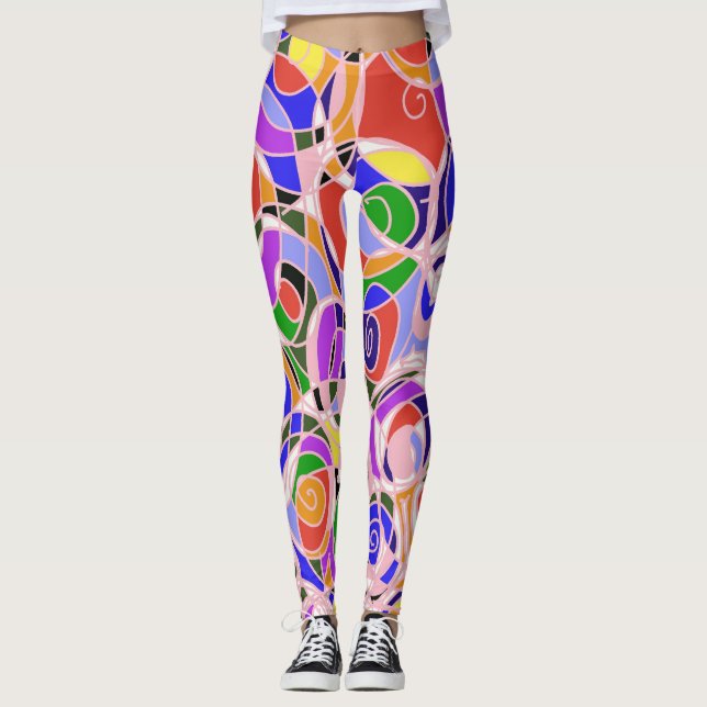 Pastel Swirling Abstract  Patterns  Leggings (Front)