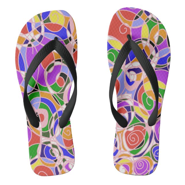 Pastel Swirling Abstract  Patterns  Thongs (Footbed)
