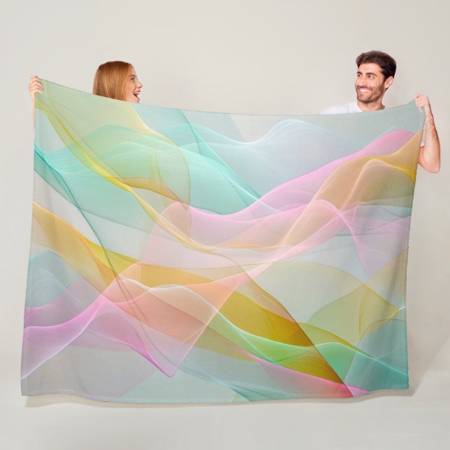 Pastel Symphony of Floating Sheer Ribbons Fleece Blanket (In Situ)