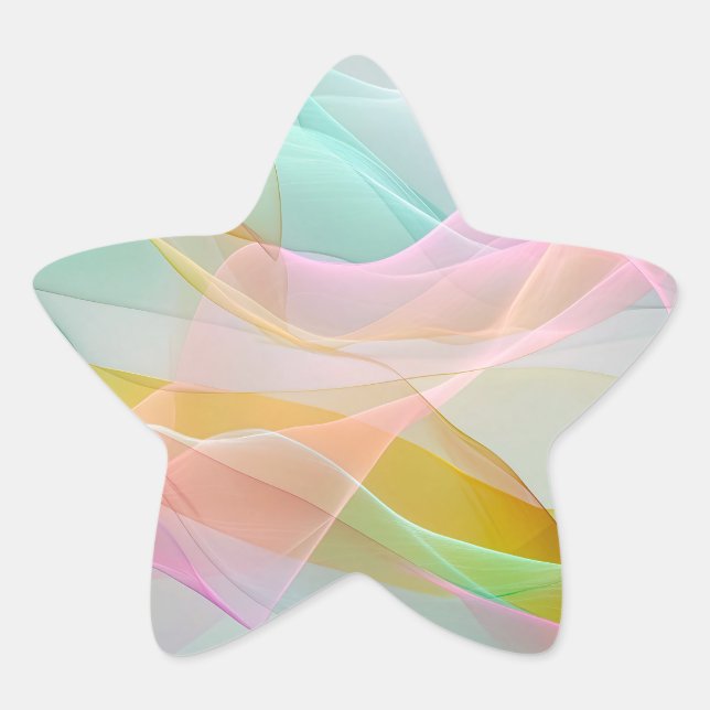Pastel Symphony of Floating Sheer Ribbons Star Sticker (Front)